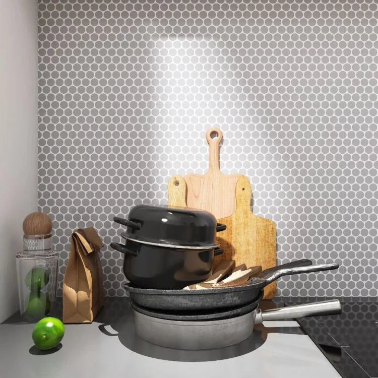 Hulu City Grey 1x1 Penny Round Matte Porcelain Mosaic