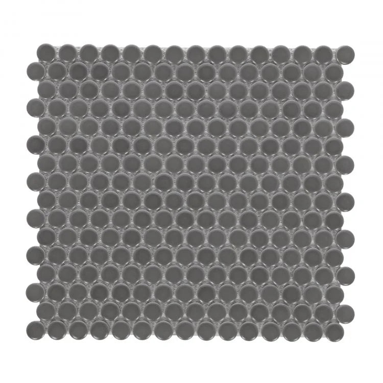 Hulu Dark Grey 1x1 Penny Round Matte Porcelain Mosaic