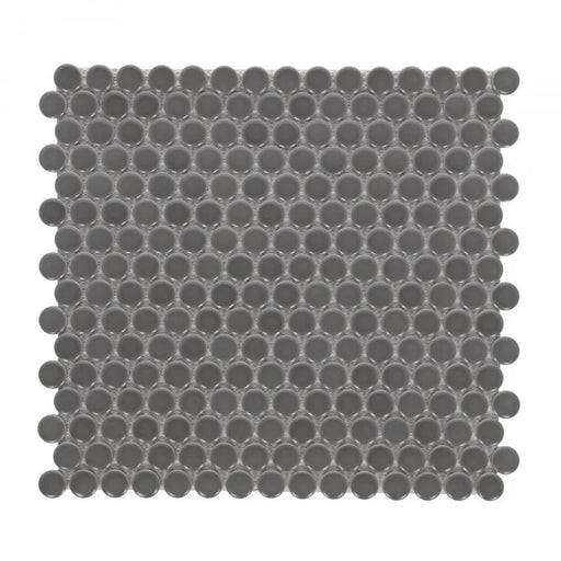 Hulu Dark Grey 1x1 Penny Round Matte Porcelain Mosaic