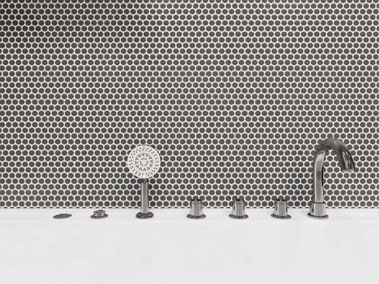 Hulu Dark Grey 1x1 Penny Round Matte Porcelain Mosaic