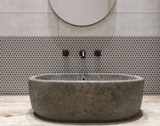 Hulu Dark Grey 1x1 Penny Round Matte Porcelain Mosaic