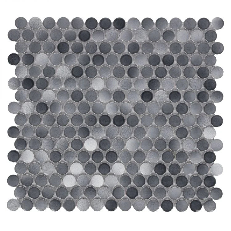 Hulu Fancy Grey 1x1 Penny Round Porcelain Mosaic
