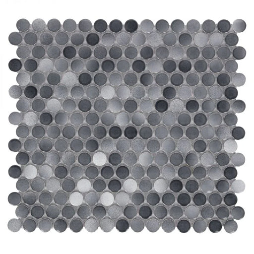 Hulu Fancy Grey 1x1 Penny Round Porcelain Mosaic