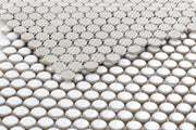Hulu Fancy White 1x1 Penny Round Porcelain Mosaic
