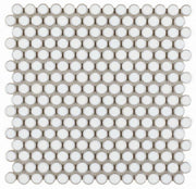 Hulu Fancy White 1x1 Penny Round Porcelain Mosaic