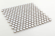 Hulu Fancy White 1x1 Penny Round Porcelain Mosaic