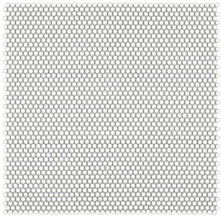 Hulu Fancy White 1x1 Penny Round Porcelain Mosaic
