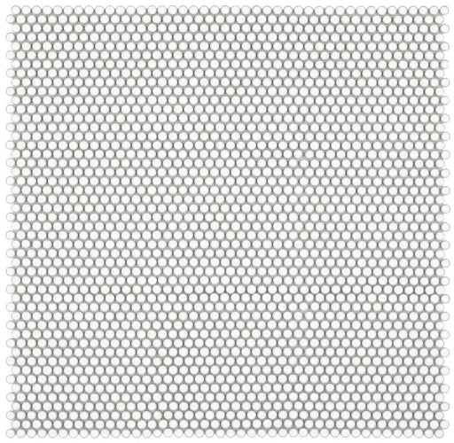 Hulu Fancy White 1x1 Penny Round Porcelain Mosaic