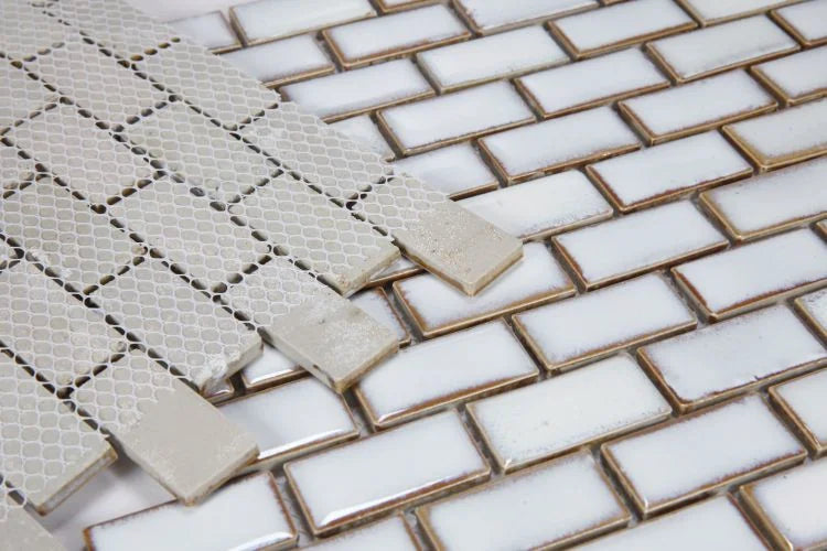 Hulu Fancy White 1x3 Brick Porcelain Mosaic