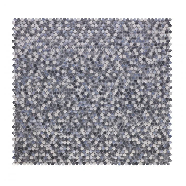 Hulu Gradient Grey 1x1 Penny Round Glossy Porcelain Mosaic
