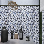 Hulu Gradient Grey 1x1 Penny Round Glossy Porcelain Mosaic