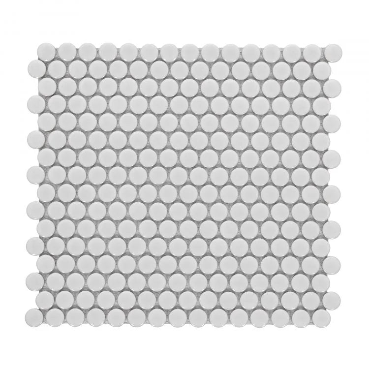 Hulu Light Grey 1x1 Penny Round Matte Porcelain Mosaic