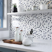 Hulu Mixed Grey 1x1 Penny Round Glossy Porcelain Mosaic