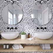 Hulu Mixed Grey 1x1 Penny Round Glossy Porcelain Mosaic