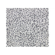 Hulu Mixed Grey 1x1 Penny Round Glossy Porcelain Mosaic