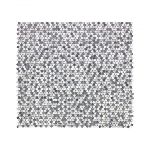 Hulu Mixed Grey 1x1 Penny Round Glossy Porcelain Mosaic