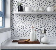 Hulu Mixed Grey 1x1 Penny Round Glossy Porcelain Mosaic