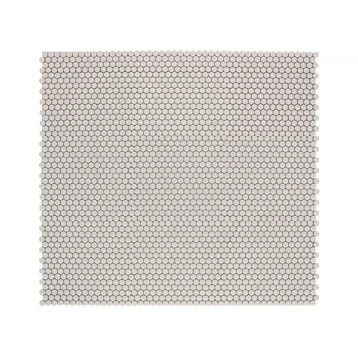 Hulu Natural Grey 1x1 Penny Round Glossy Porcelain Mosaic