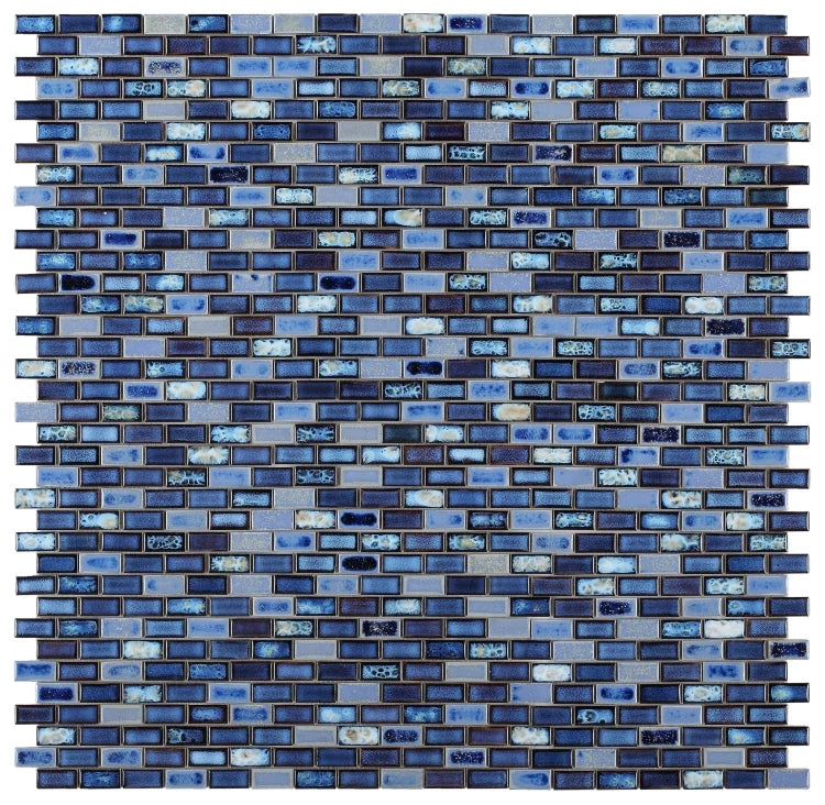Hulu Royal Blue 1x2 Brick Porcelain Mosaic