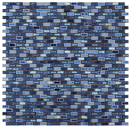 Hulu Royal Blue 1x2 Brick Porcelain Mosaic