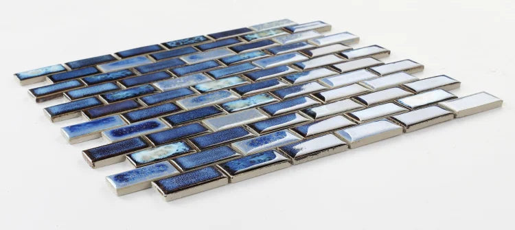 Hulu Royal Blue 1x2 Brick Porcelain Mosaic