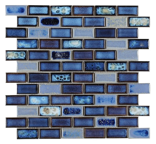 Hulu Royal Blue 1x2 Brick Porcelain Mosaic