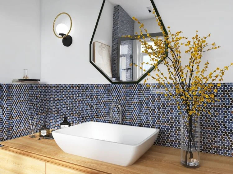 Hulu Shadow 1x1 Penny Round Porcelain Mosaic