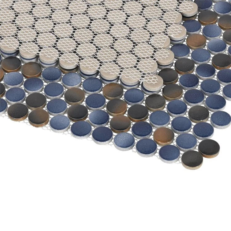 Hulu Shadow 1x1 Penny Round Porcelain Mosaic