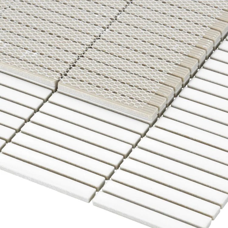 Hulu Snow 1x2 Band Matte Porcelain Mosaic