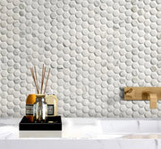 Hulu Statuario Penny Round Matte Marble Mosaic