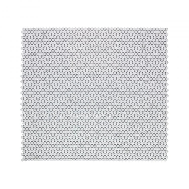 Hulu Statuario Penny Round Matte Marble Mosaic