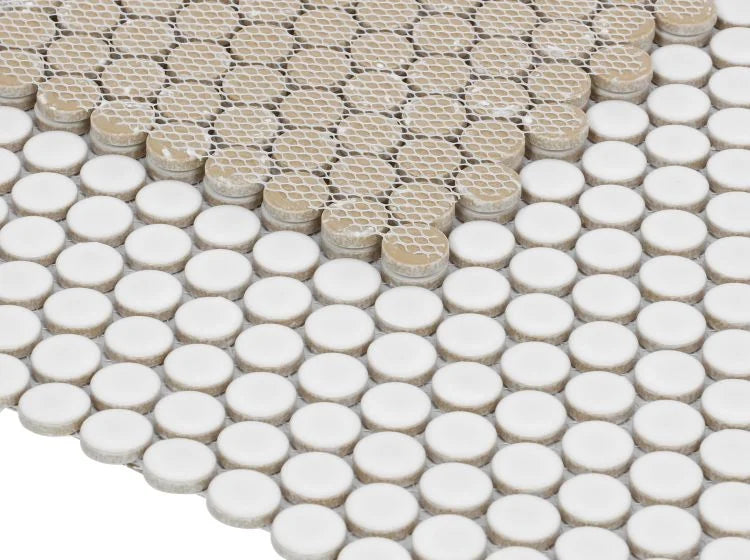 Hulu White Penny Round Matte Porcelain Mosaic