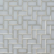 Ice Bevel Herringbone Pattern Glossy Glass Mosaic Tile