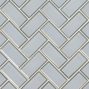 Ice Bevel Herringbone Pattern Glossy Glass Mosaic Tile