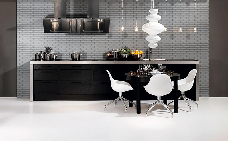 Ice Bevel Subway 2x6 Glossy Glass Mosaic Tile