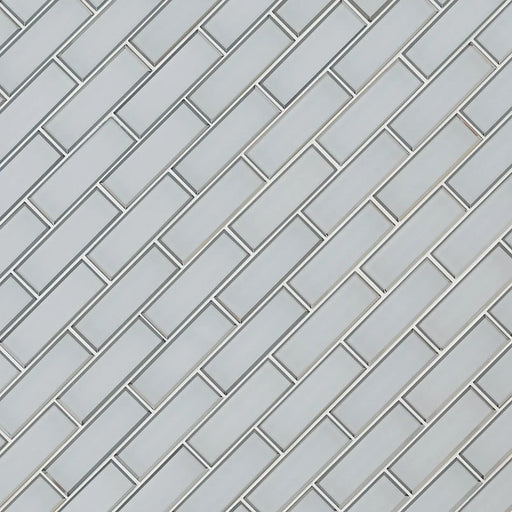 Ice Bevel Subway 2x6 Glossy Glass Mosaic Tile
