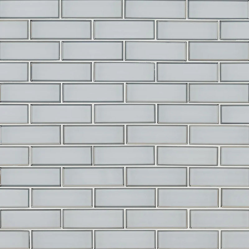 Ice Bevel Subway 2x6 Glossy Glass Mosaic Tile