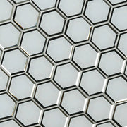 Ice Beveled 3" Hexagon Glass Mosaic Tile
