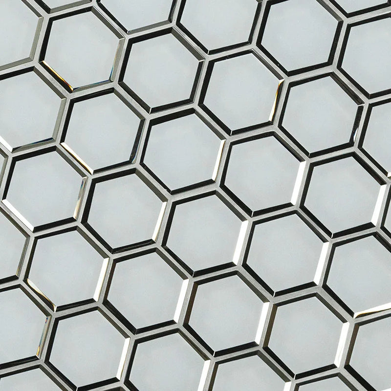 Ice Beveled 3" Hexagon Glass Mosaic Tile