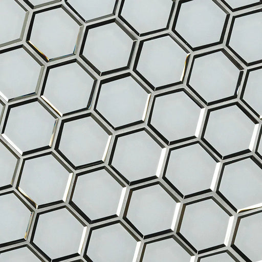 Ice Beveled 3" Hexagon Glass Mosaic Tile