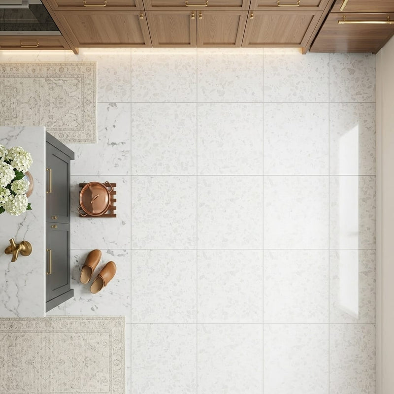 Iceberg 24x24x1/2 Polished Marble Tile — Kitchen floor