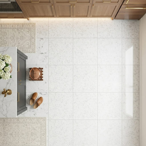 Iceberg 24x24x1/2 Polished Marble Tile — Kitchen floor