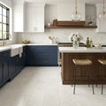Iceberg White 12x24 Brushed Marble Tile — Kitchen floor