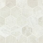 Iceberg White 3in Hexagon Brushed Marble Mosaic