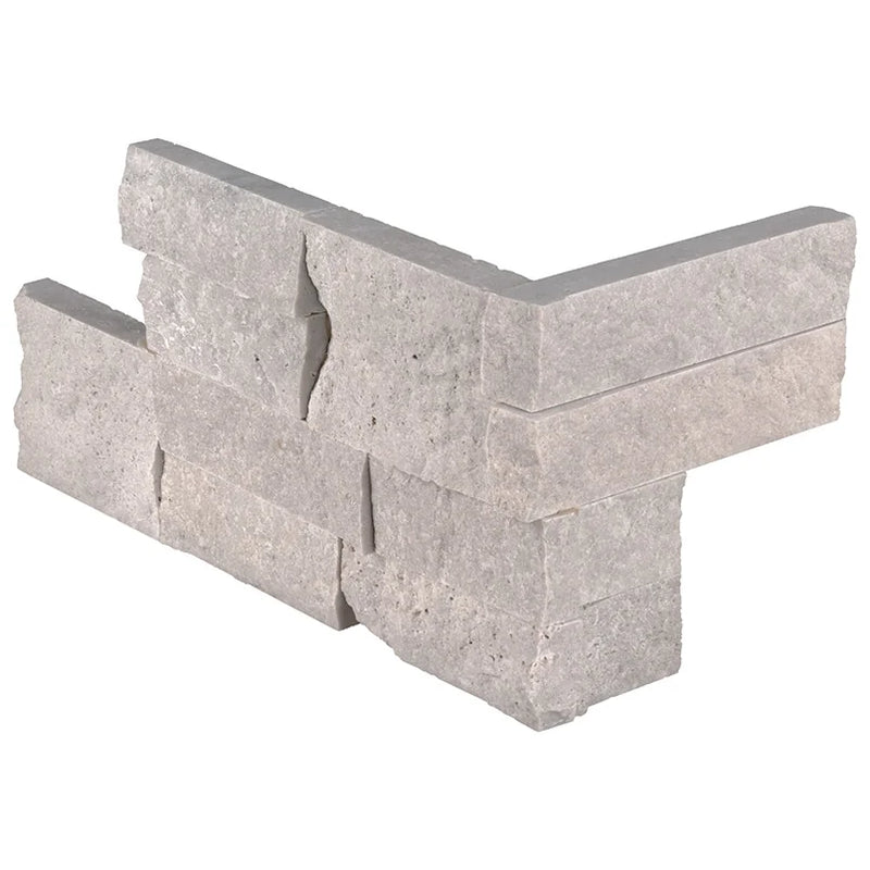 Iceland Gray 6x18 Corner Splitface Travertine Ledger Stone