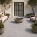 Icelandic Blue Sky 12x12 Sandblasted Marble Paver — Courtyard paving