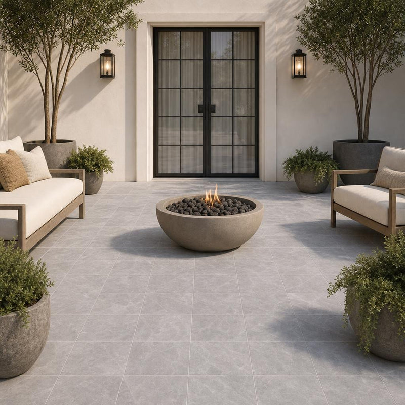 Icelandic Blue Sky 12x12 Sandblasted Marble Paver — Courtyard paving