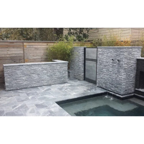 Icelandic Blue Sky 16x24 Sandblasted & Brushed Marble Paver