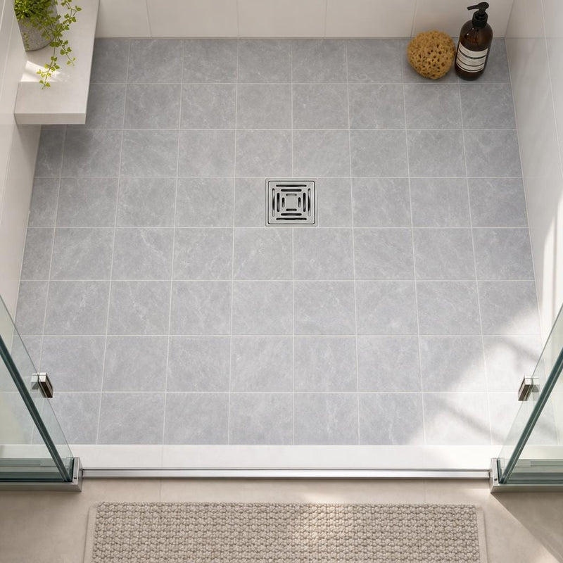 Icelandic Blue Sky 6x6 Tumbled Marble Tile — Bathroom shower floor