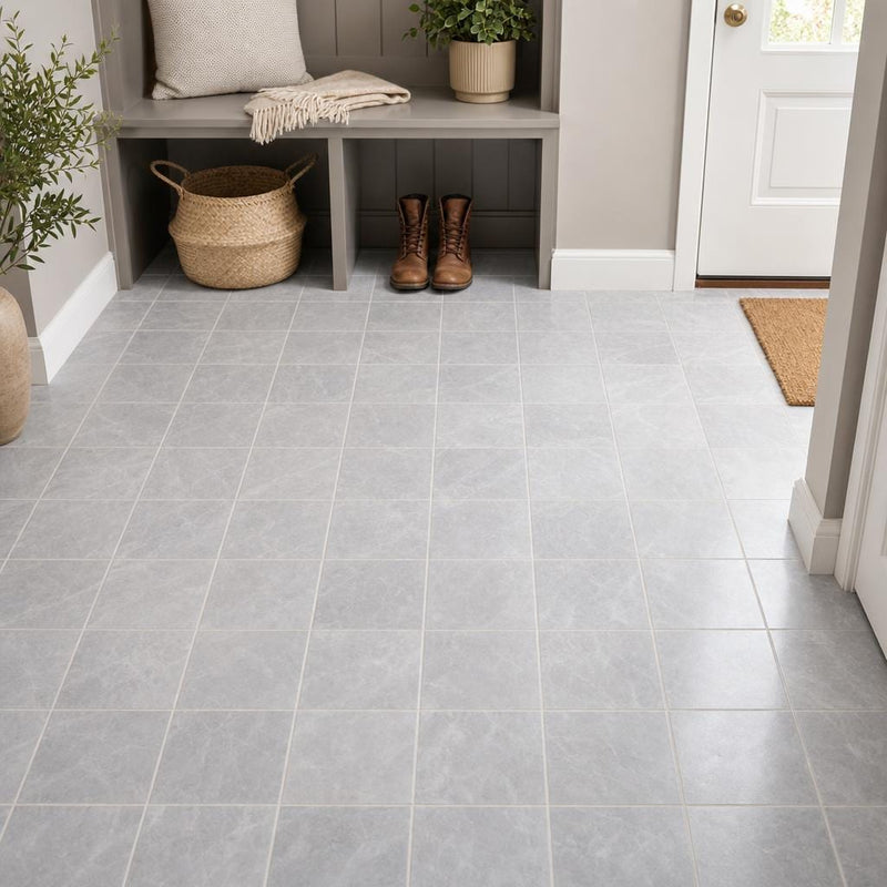 Icelandic Blue Sky 6x6 Tumbled Marble Tile — Mudroom floor